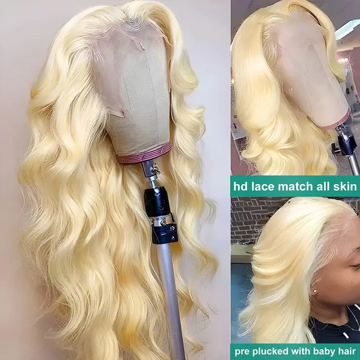 613 Blonde dentelle avant perruque cheveux humains vague de corps 13X6 Hd dentelle frontale perruque