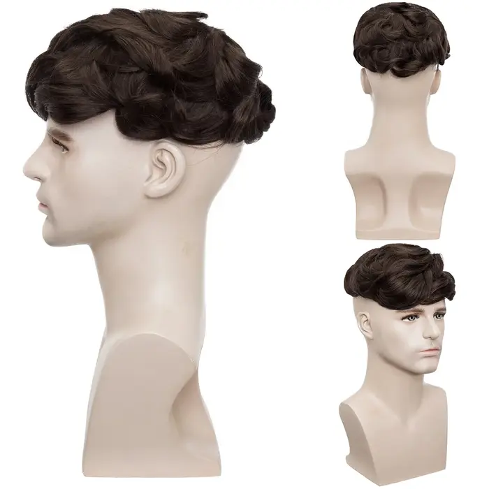 S-noilite-Perruque de Cheveux Naturels pour Homme