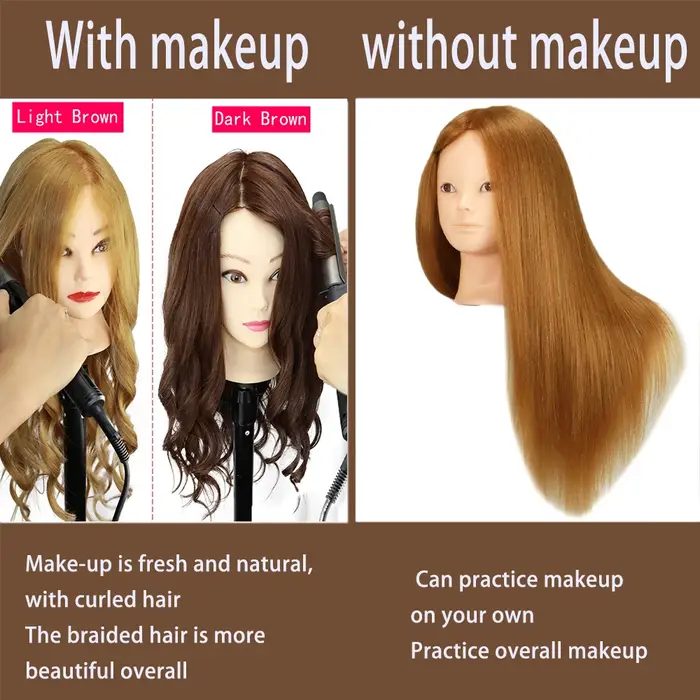 Tête de poupée colorée avec 85% cheveux humains mélangés de 60cm pour coiffeurs tête de Mannequin co