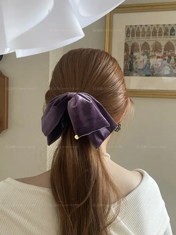 Pince à cheveux élégante en velours avec nœud papillon, pince requin sucré, accessoire de cheveux de
