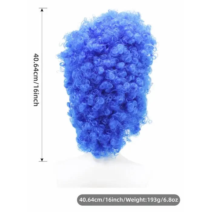 Perruque synthétique bleu vif à boucles longues