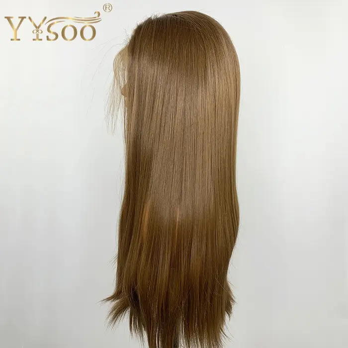 YYsoo-Perruque blonde droite soyeuse pour femme