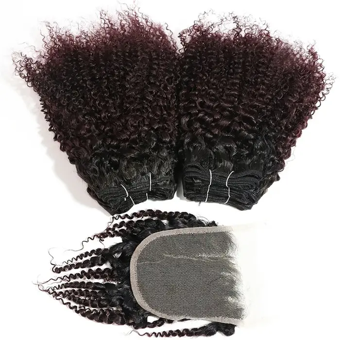 Bundles de cheveux brésiliens bouclés caution Curl avec fermeture
