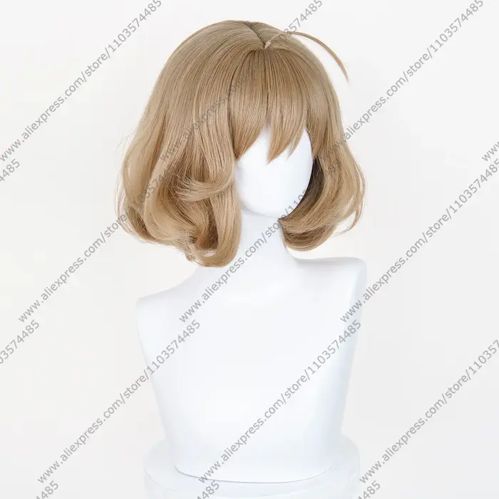 Perruque de cosplay NIKKE Anis, 33 cm, courte, marron mélangé Perruques Anime Halloween Cheveux