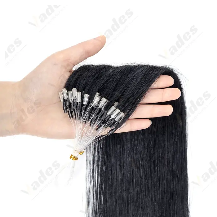 Extensions de cheveux humains Remy, système Micro Loop, lisses, adaptées aux femmes, liaison confort