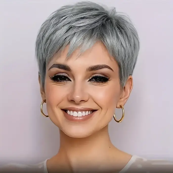 Perruque de cheveux humains coupe lutin