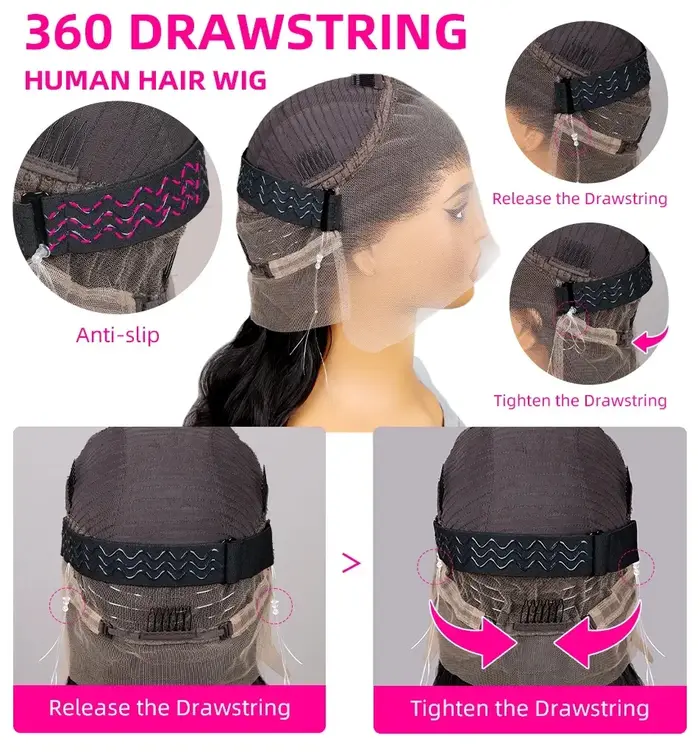 Perruque Lace Front Wig Body Wave 360 HD, cheveux naturels, pre-plucked, 12A, sans colle, vierge bré