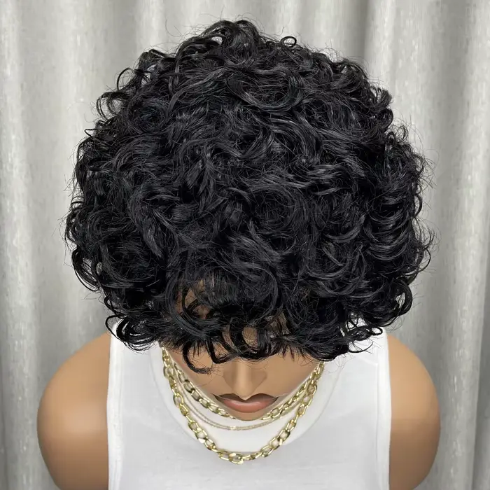 Perruques de cheveux humains bouclés