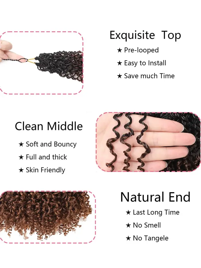 Extensions de cheveux au crochet Yanky Twist |   8" 10" 12" 14" de longueurs |   7 pièces/paquet |  