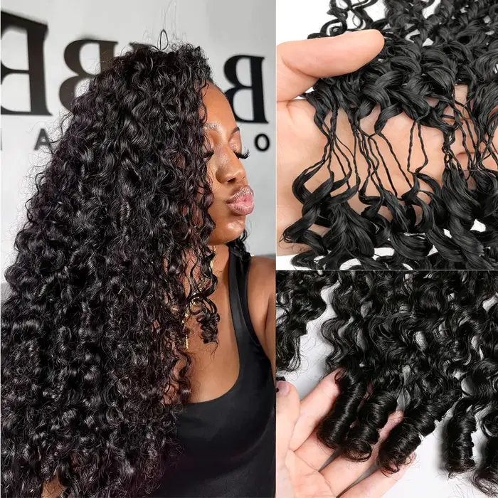 Extensions de cheveux humains bouclés birmans invisibles pré-bouclés avec extrémité spirale, 100 % v