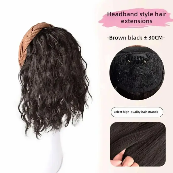 Mignon Long ondulé bouclés bandeau en forme de U naturel perruque pince Extension de cheveux fausse demi