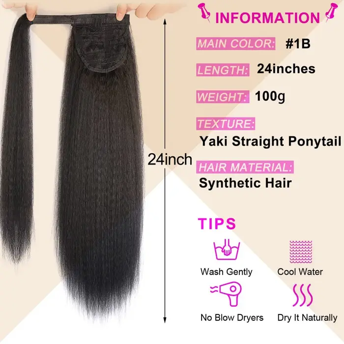Extension de queue de cheval synthétique longue et crépue pour femmes noires