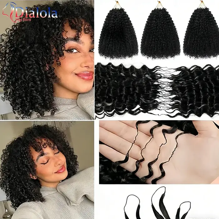 Extensions de cheveux humains au crochet Dialola Spirals, bouclées crépues, nœuds invisibles, pré-sé