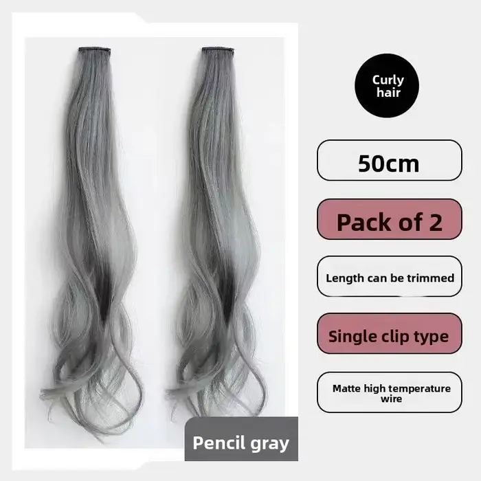 Ensemble de 2 extensions de cheveux bouclés colorés synthétiques de 50 cm