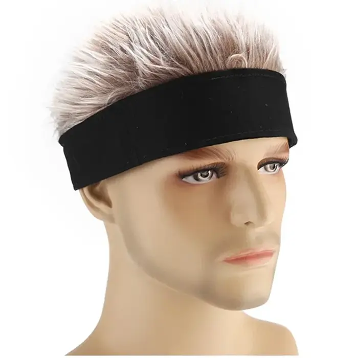 Perruque synthétique unisexe à cheveux courts effilochés