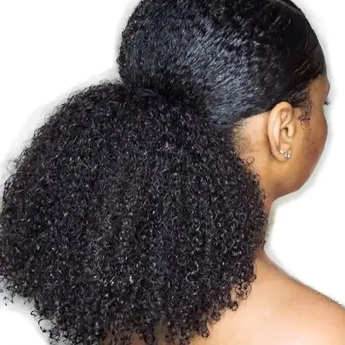 Extensions de cheveux humains crépus bouclés mongols 10-24 pouces pince queue de cheval Afro en cord