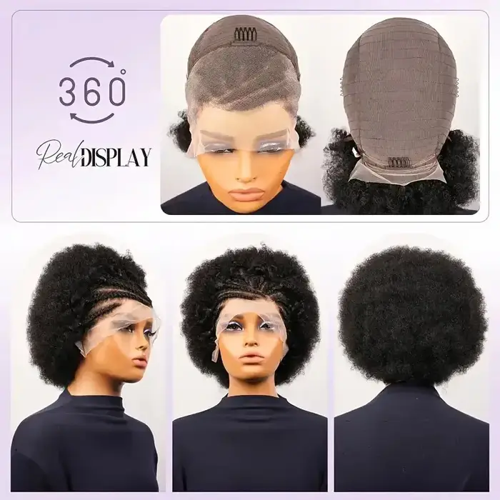 13x4 court Afro crépus bouclés Bob dentelle avant tressé perruques pour les femmes noires