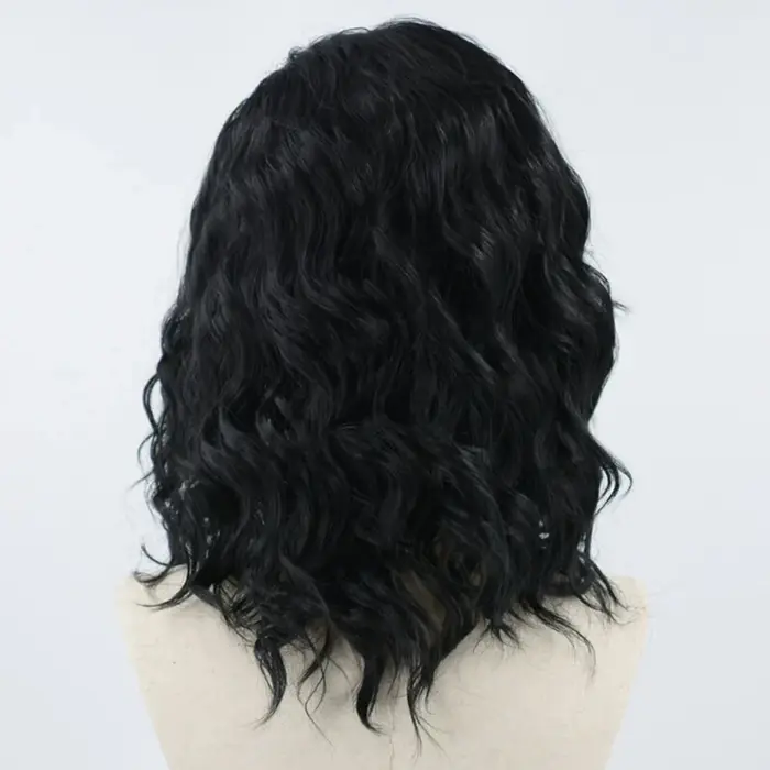 AIMEYA perruques courtes pour femmes perruque avant en dentelle synthétique vague noire Bob perruque