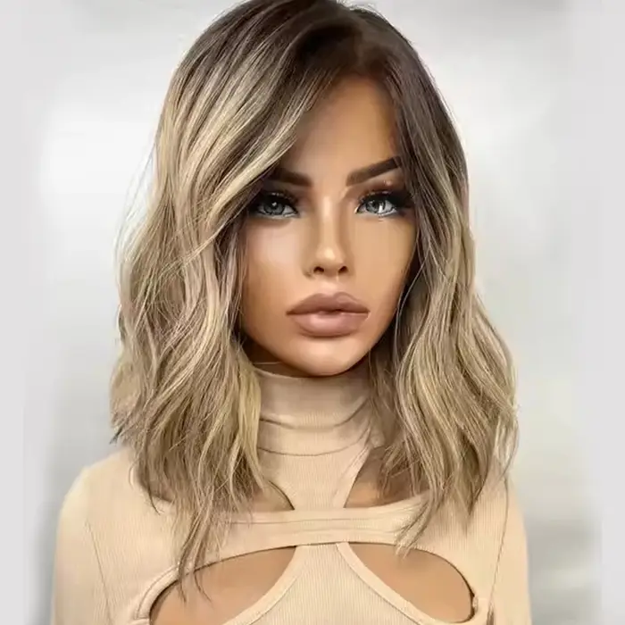 Perruque synthétique blonde européenne authentique pour femme