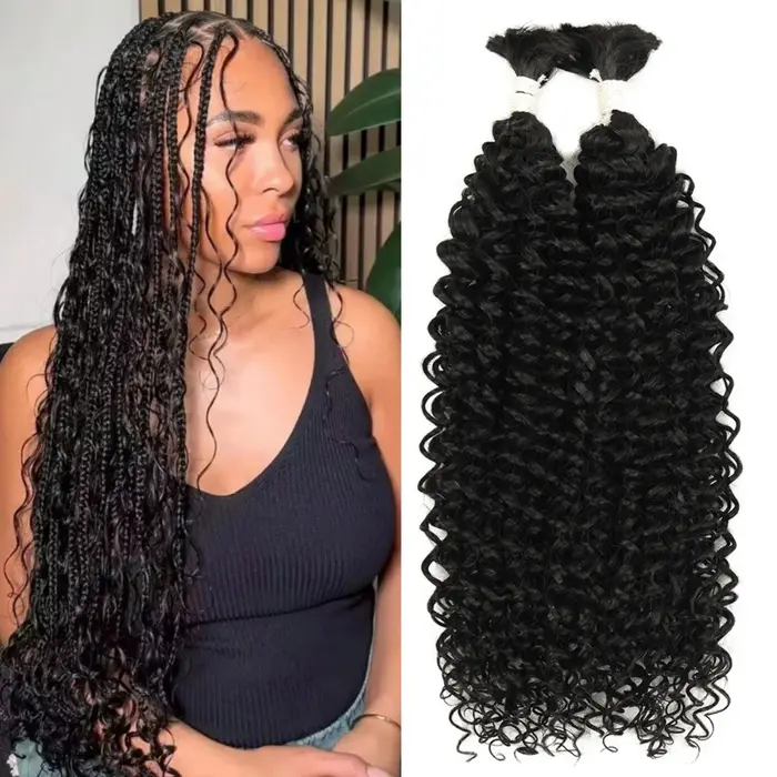 2 pièces de tresses synthétiques bouclées crépues de 30 pouces, cheveux en vrac, fibre organique, sa