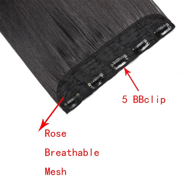 WIGSIN 60 cm synthétique longue droite pince en une seule pièce Extension de cheveux 5 Clips brun noir résistant à la