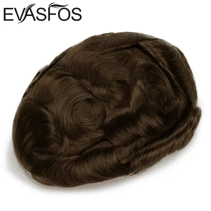 Perruque toupet de cheveux humains naturels pour hommes