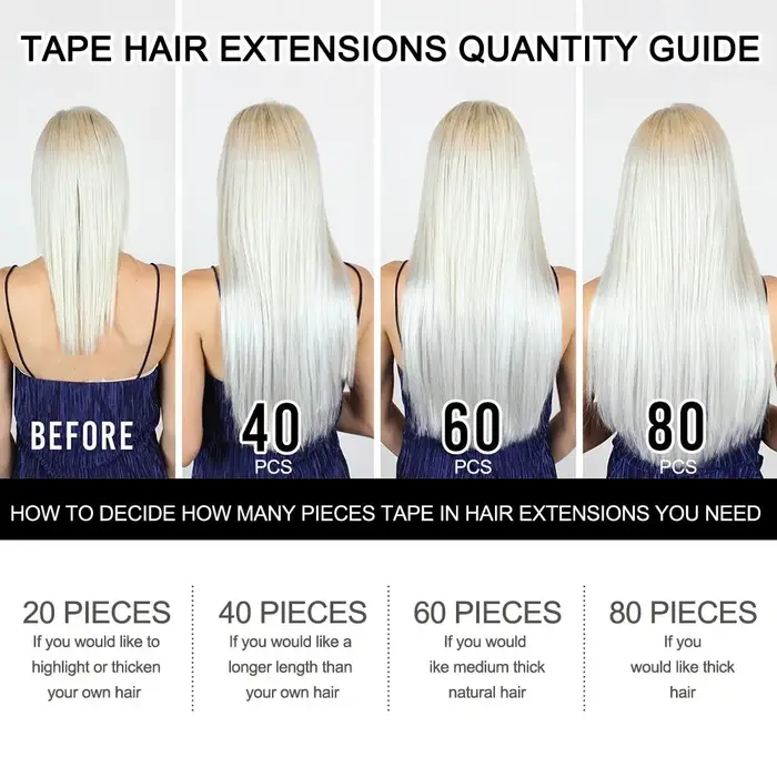 Extensions de Cheveux Humains Lisses Gris Ombré
