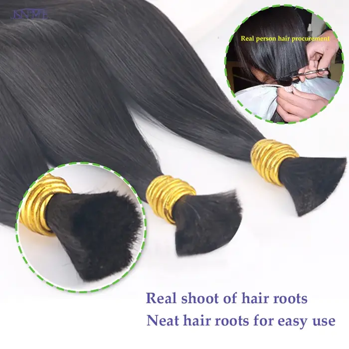 JSNME Extensions de cheveux humains en vrac 100% Extension