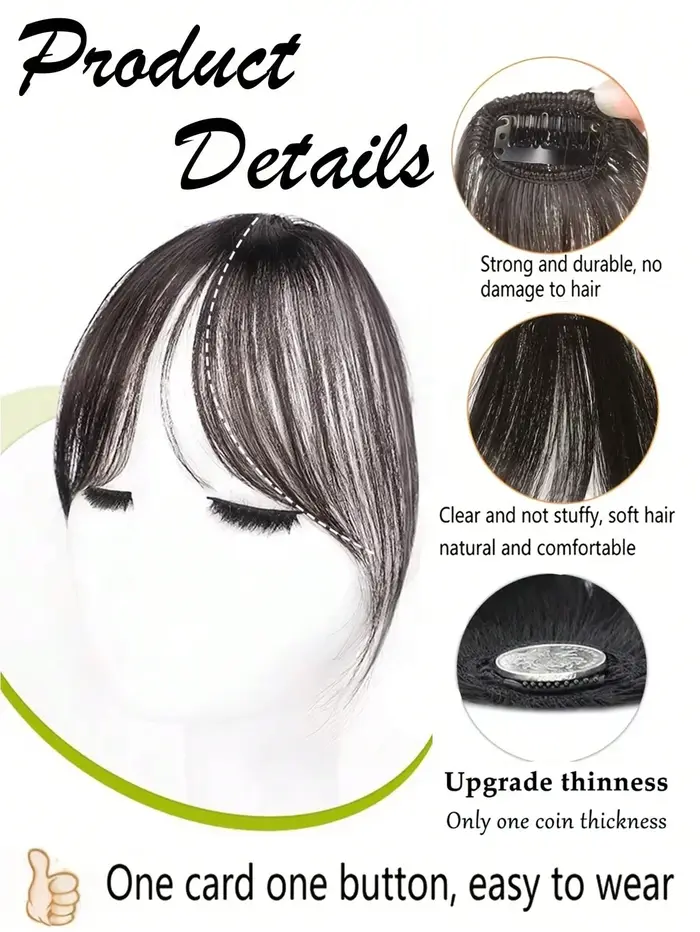 Synthèse perruque partie centrale frange Extensions de cheveux pince devant naturel sans couture français Oblique