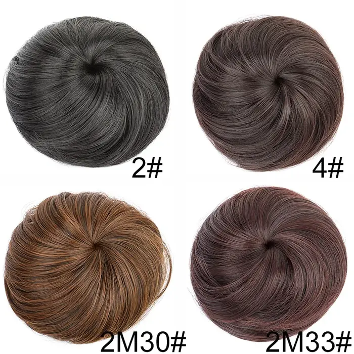 Extension capillaire synthétique courte et lisse avec Clip, postiche noire et brune pour femmes