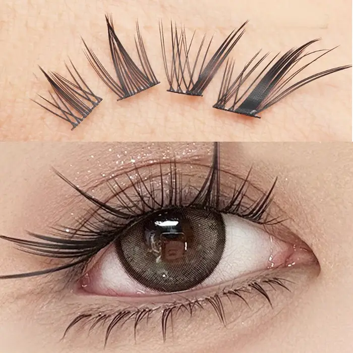 Fox Eye Effect Manga faux cils rouleau épais déformé segmenté individuel Cluster Extensions