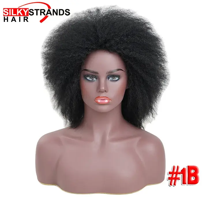 Perruque de Cosplay synthétique Yaki, Afro, crépus bouclés, pour femmes, mèches soyeuses, perruque a