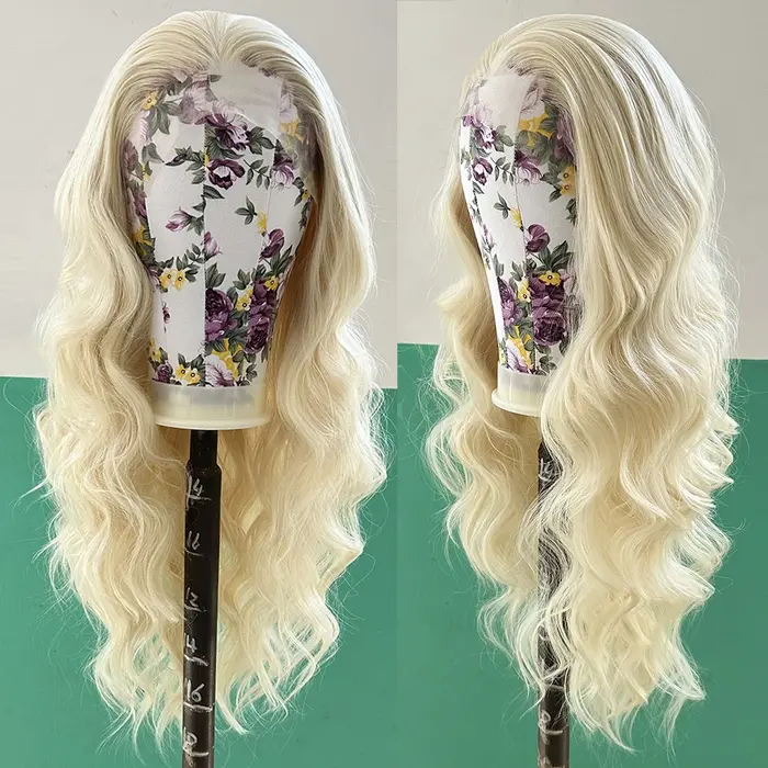 AIMEYA-Perruque blonde en dentelle synthétique pour femme, délié naturel, pré-plumée, perruques ondu