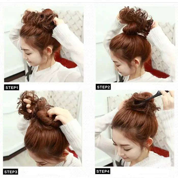 Jeedou cheveux synthétiques Extension de Chignon en désordre ébouriffé Updo bouclés