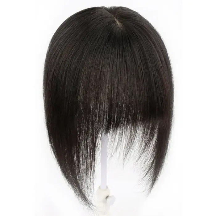 Topper de cheveux naturels à clipser avec frange