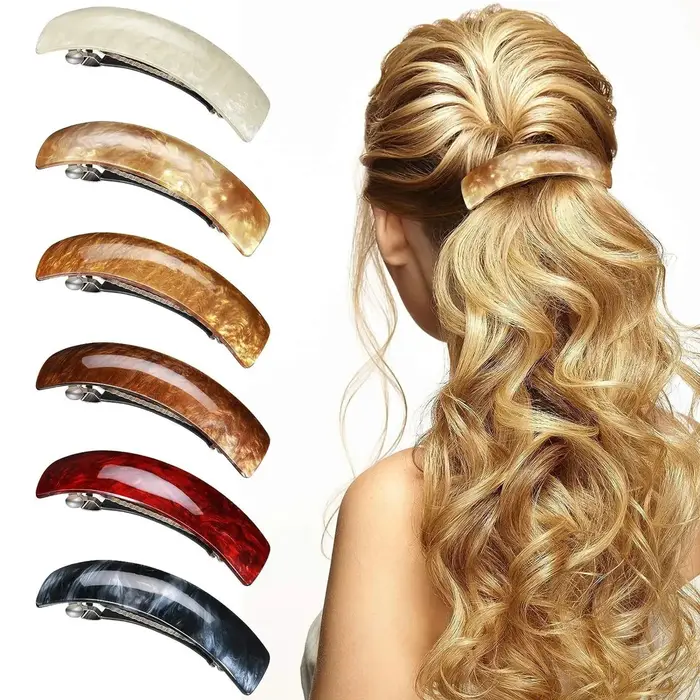 Pinces à cheveux pour femmes, Barrettes françaises simples et automatiques pour dames, pince de mont