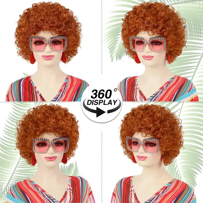 Perruque synthétique rouge orangé pour femme