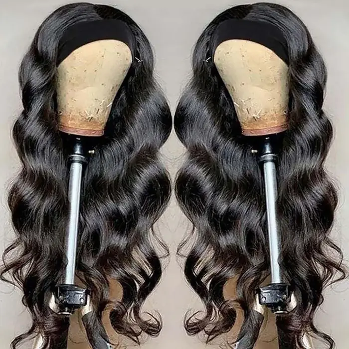 Bandeau perruques cheveux humains sans colle vague de corps