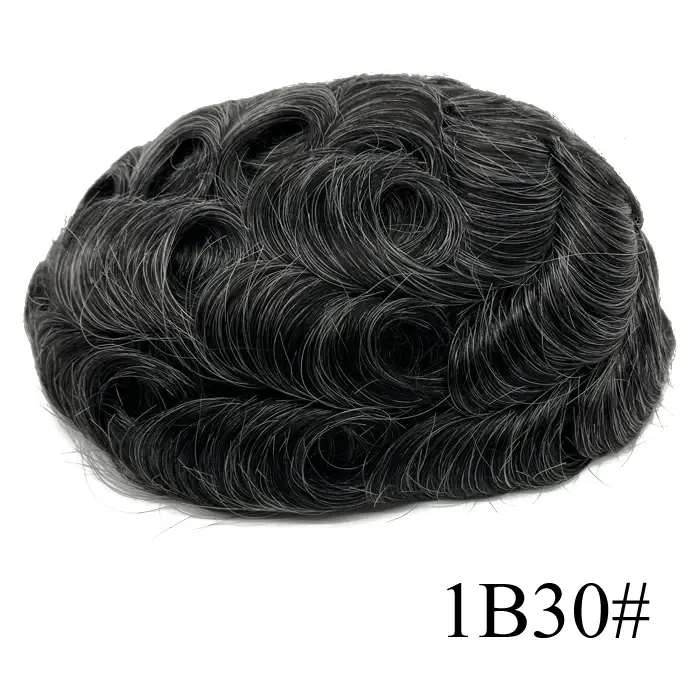 Bio-men toupet Invisible homme système de remplacement unité mâle prothèse de cheveux 100% naturel p