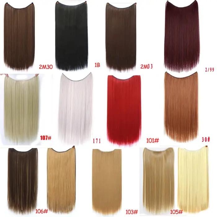 Allaosify Extensions de cheveux synthétiques 24 "fil Invisible sans pince dans