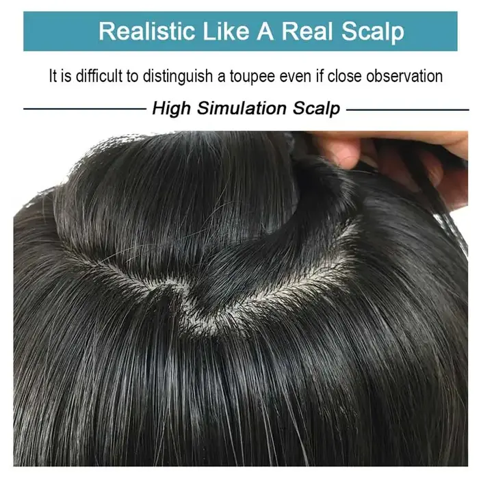 Base en soie toupet réaliste hommes perruque dentelle système de cheveux perruques cheveux humains m