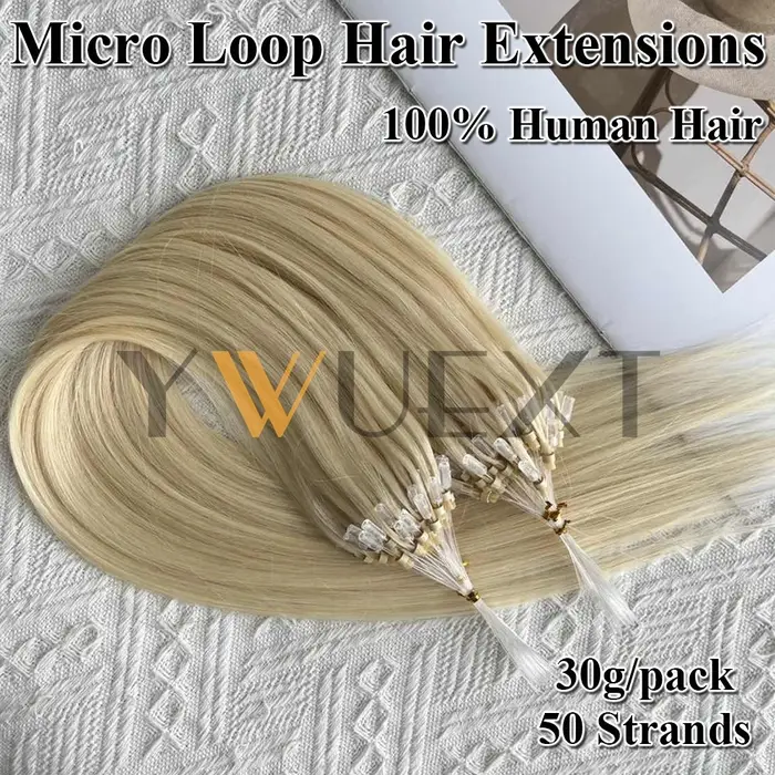 Micro boucle anneau Extensions de cheveux humains 12 "-20" naturel noir brun blond lien