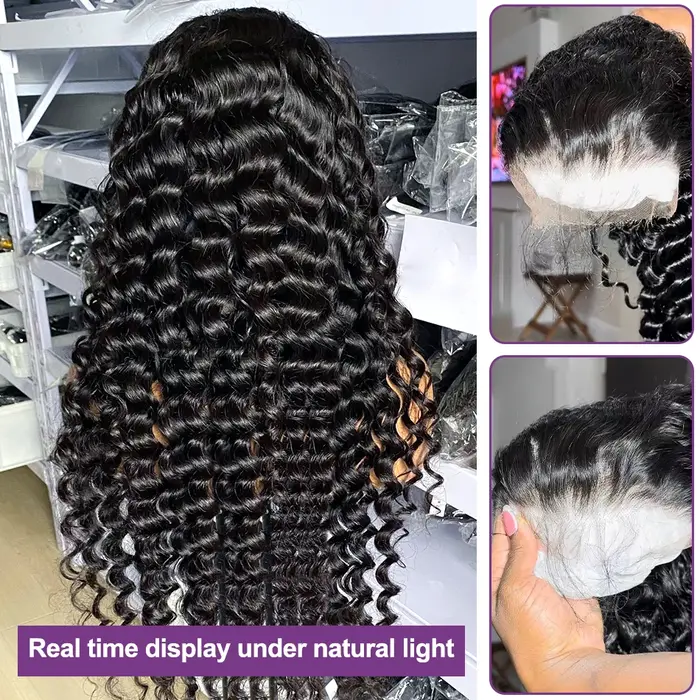 Perruques en cheveux humains 250% Loose Deep Wave 13x6 Lace Front, 30 40 pouces, style brésilien bou