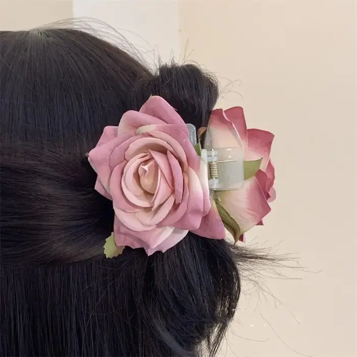 Pince à cheveux créative en forme de fleur de pivoine