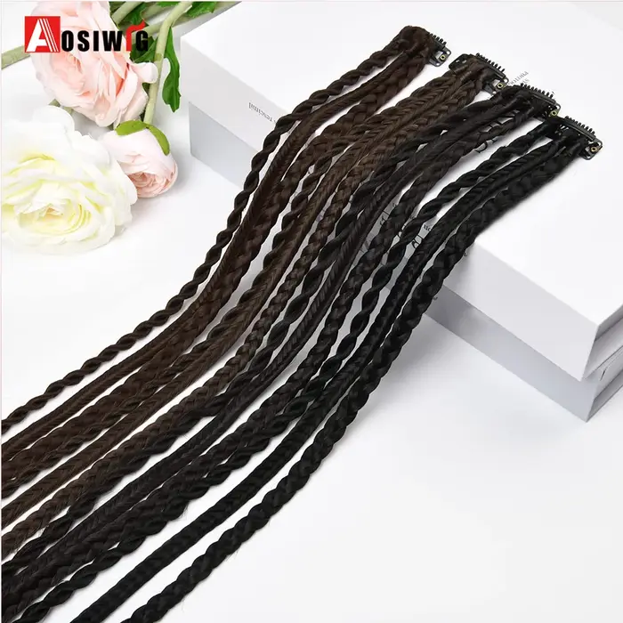Extensions capillaires synthétiques longues à Clip tressé