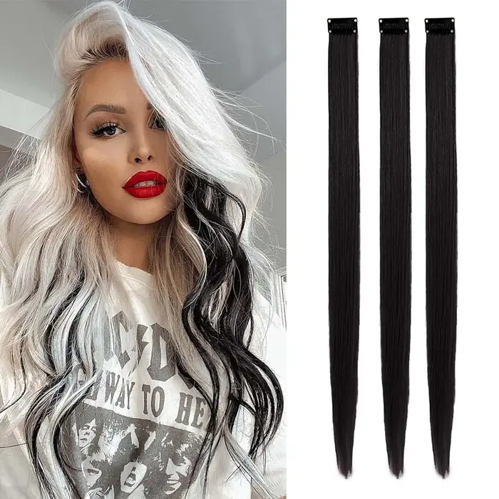 Extensions capillaires synthétiques colorées à clipser