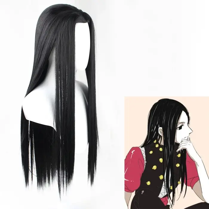 Perruque synthétique longue Zoldyck, raie au milieu, ultraviolette, Anime