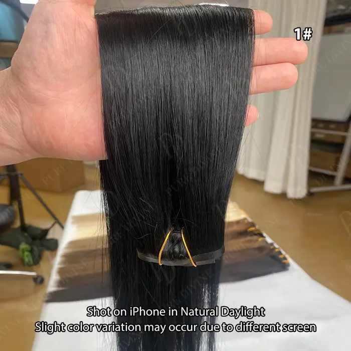 Extensions de cheveux humains à clips invisibles en PU, lisses, 7 pièces, marron noir, extensions de