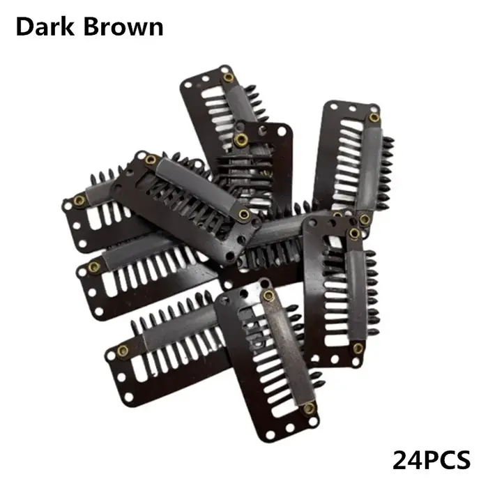20/40 pièces 9 dents Beige/marron/noir Extensions de cheveux Clips Extension