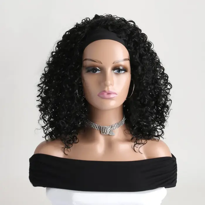 Perruques Synthétiques Naturelles Crépues et Bouclées pour Femmes Noires